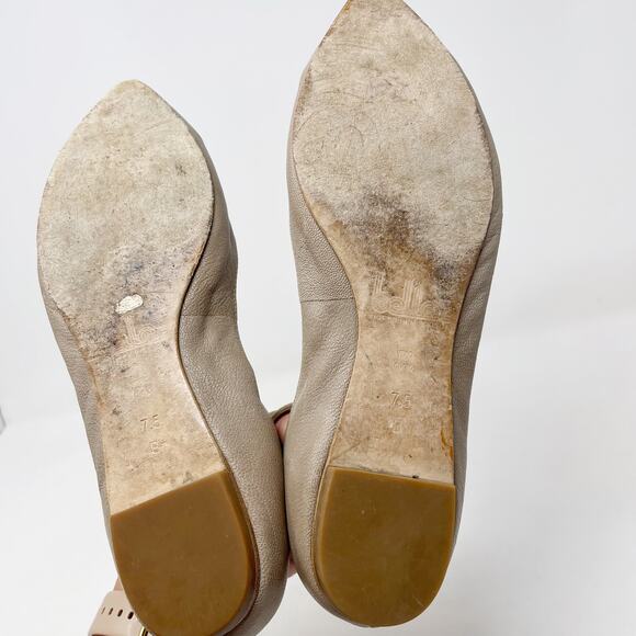 Belle by Sigerson Morrison Size 7.5 Cream Sable Flats Ankle Strap Pointed Toe - Picture 12 of 15